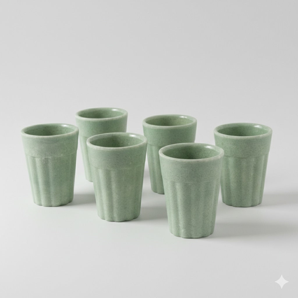Chuski Sage Green Melamine Tea Cups – 100ML (Pack of 6)