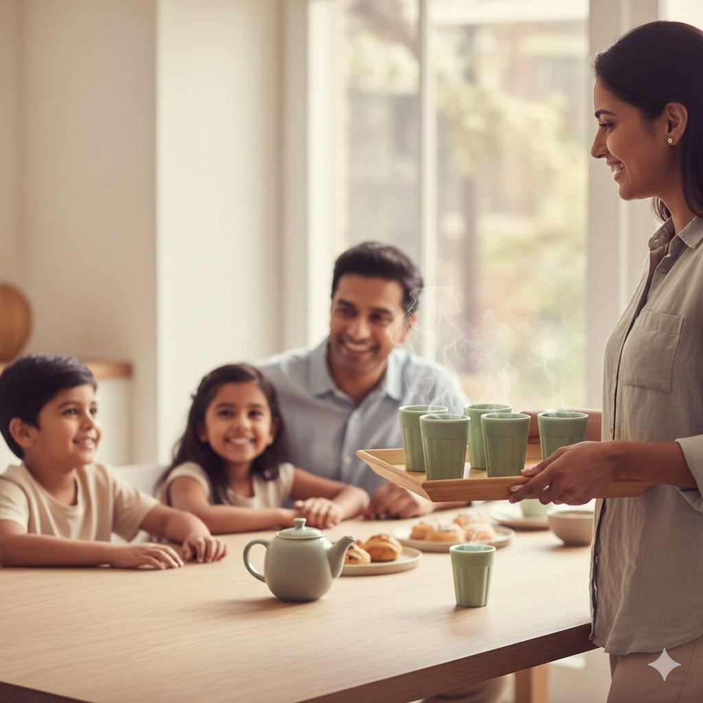 Chuski Sage Green Melamine Tea Cups – 100ML (Pack of 6)